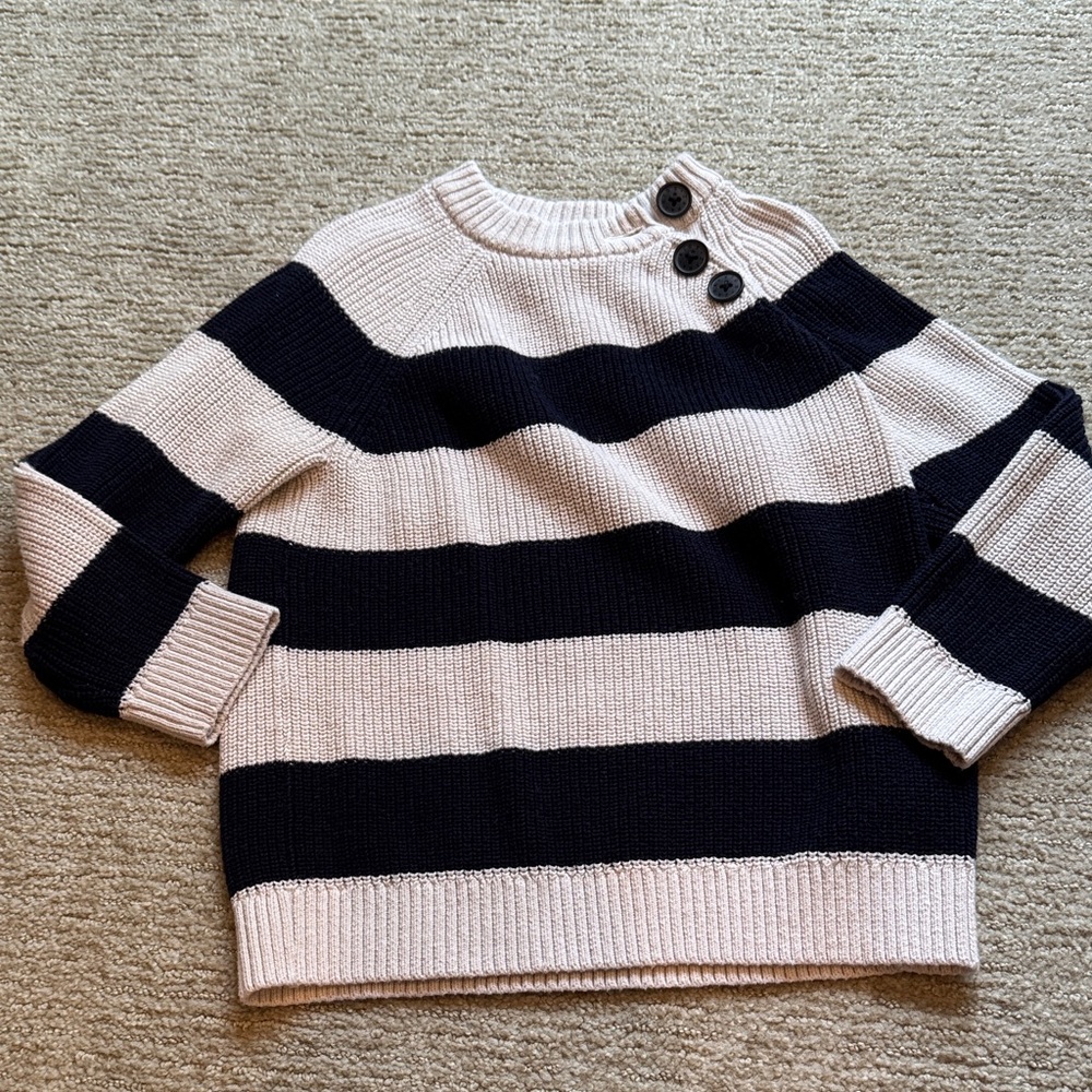 Zara Navy and Cream Striped Sweater kids